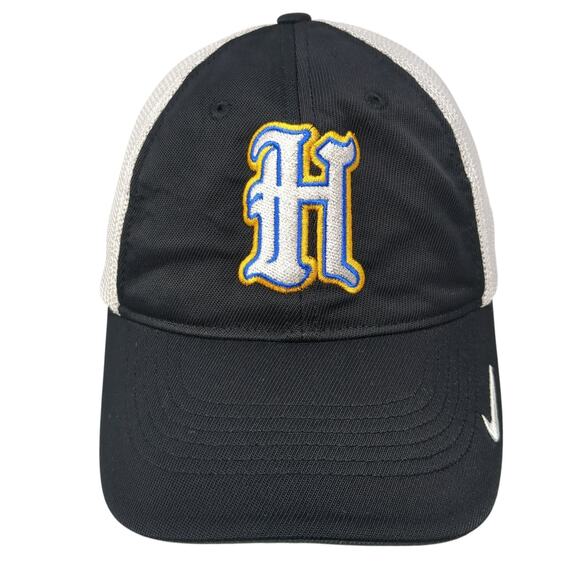 H Logo Fitted Trucker Hat Black Large Embroidered Mesh Back Flexfit Nike Golf - Picture 1 of 10